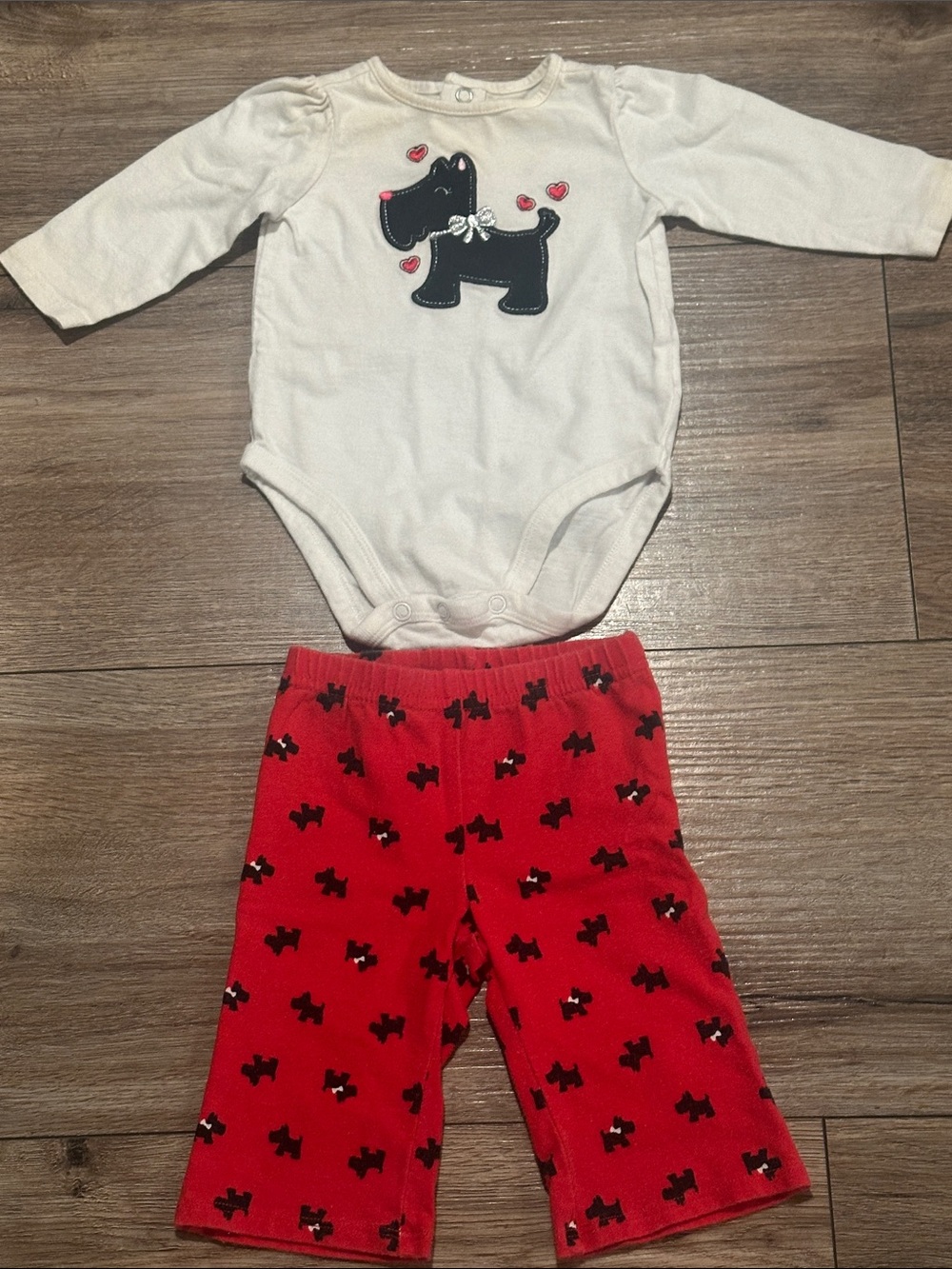jumping beans Red Baby Pants with Black Dog Silhouettes